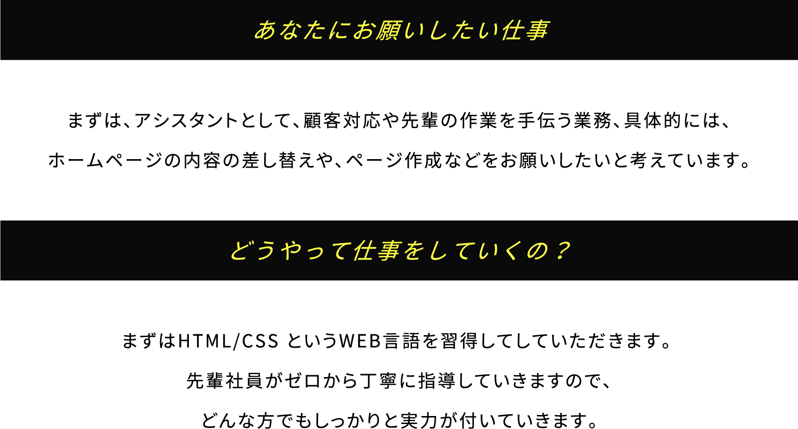 あなたにお願いしたい仕事/どうやって仕事をしていくの？